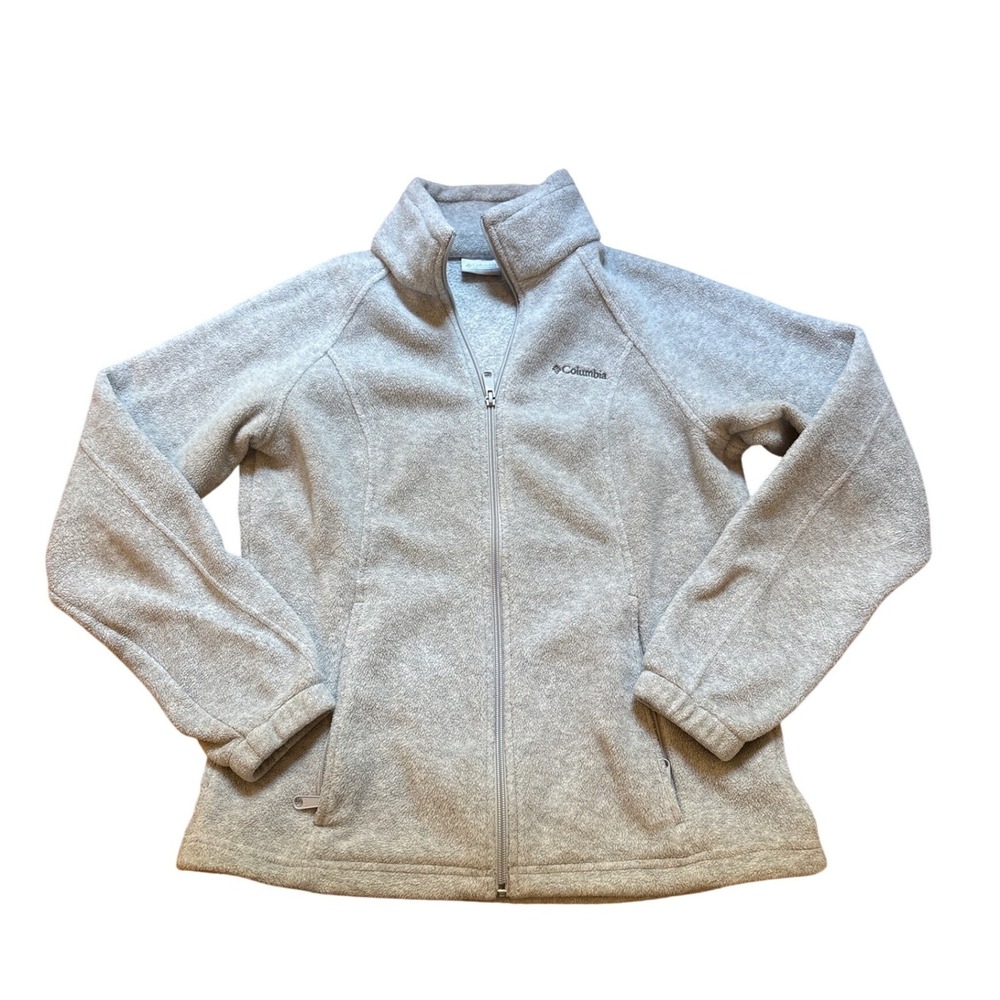 Columbia Fleece Jacket Women Gray Full Zip Benton Springs‎ Mock Neck SIZE M